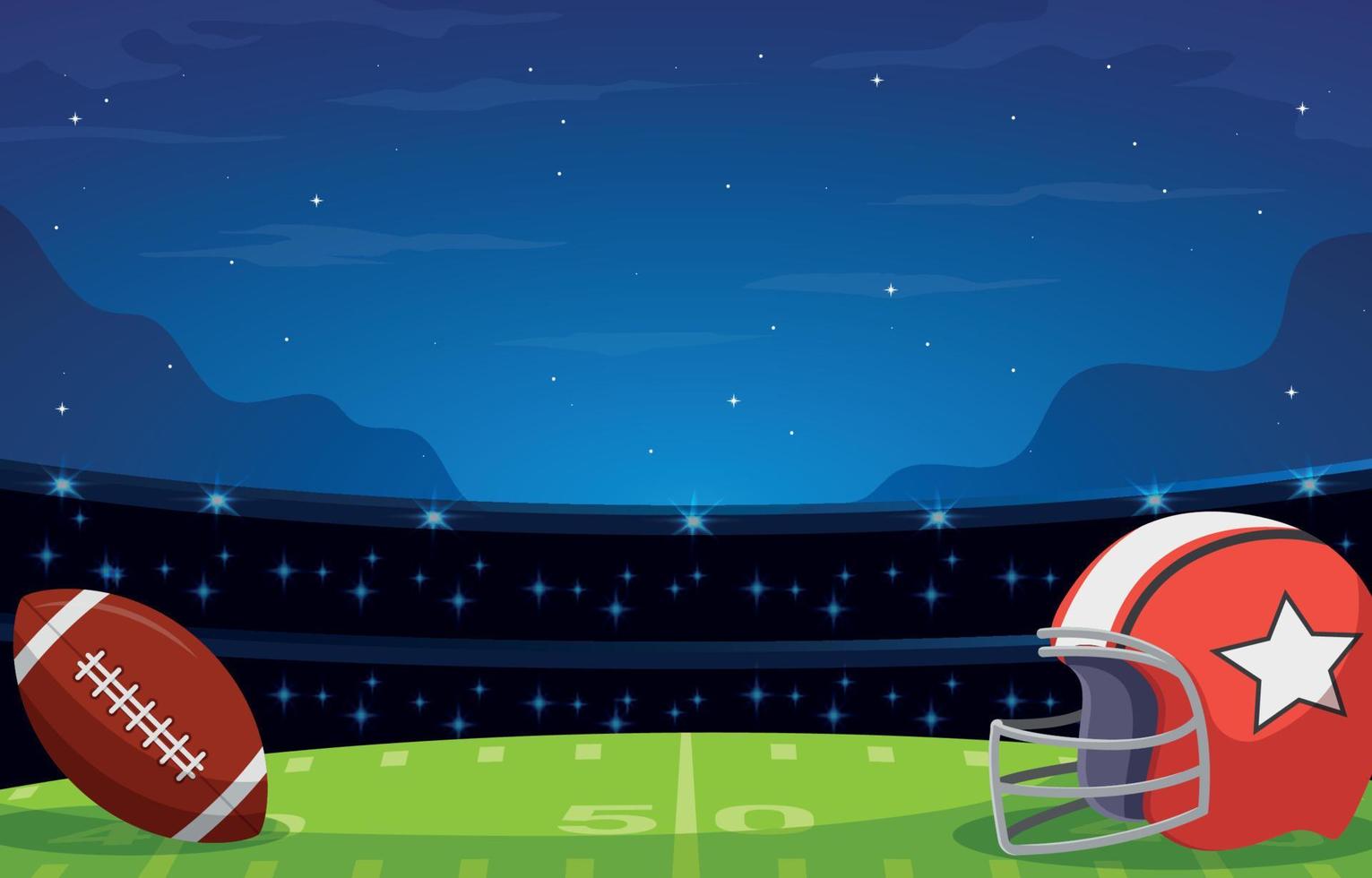 American Football Field, Ball and Helmet Background vector