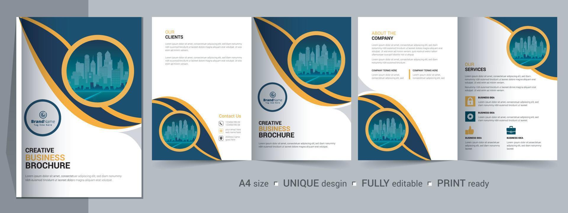 Corporate Bi-fold Brochure Template, Catalog, Booklet Template Design. Fully Editable. vector
