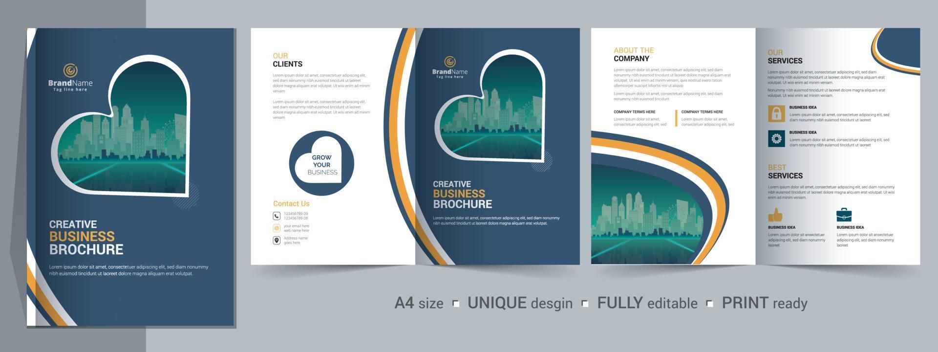 Corporate Bi-fold Brochure Template, Catalog, Booklet Template Design. Fully Editable. vector