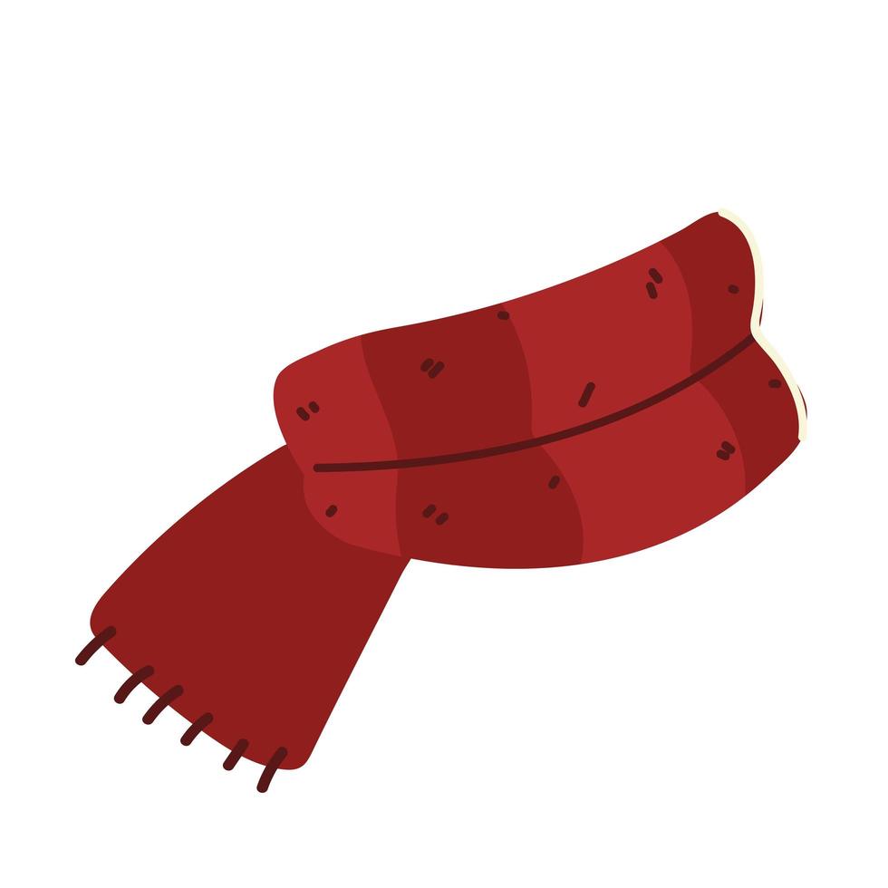 red scarf winter knitted accessory icon design vector