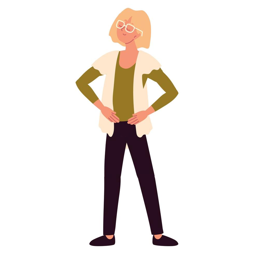 young woman with glasses vector