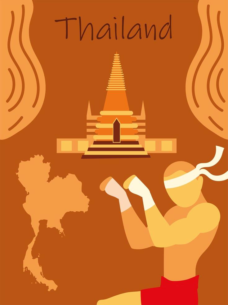 muay thai fighter and map vector