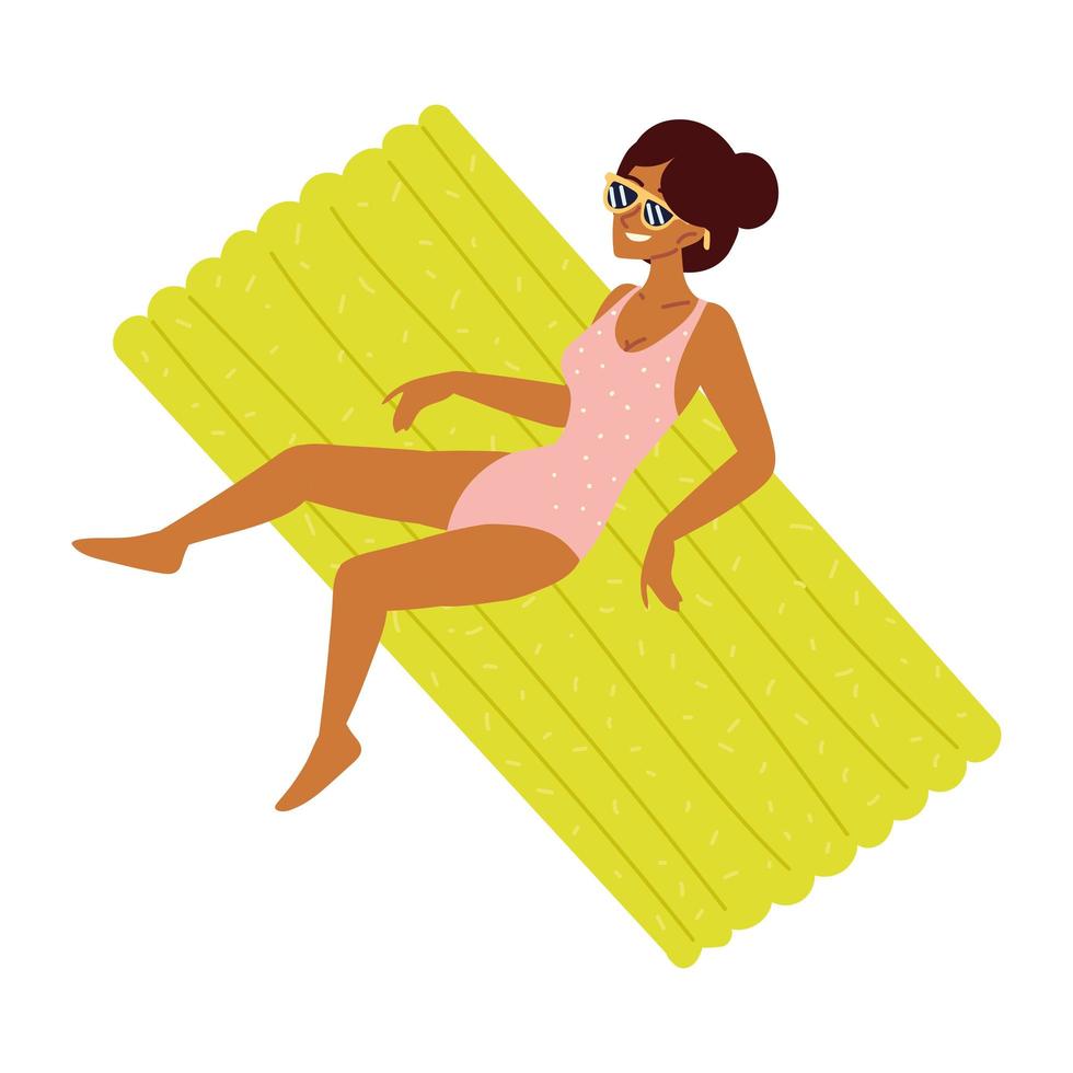 girl relaxing on the air bed vector