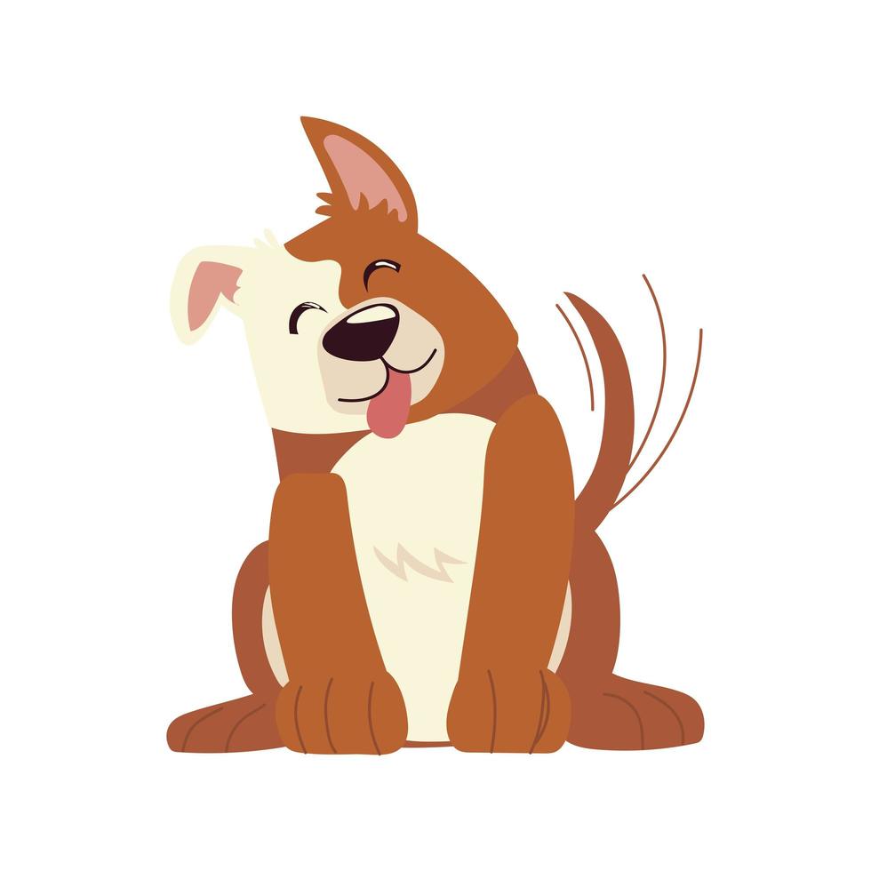 lindo perro con icono de mascota de lengua fuera vector