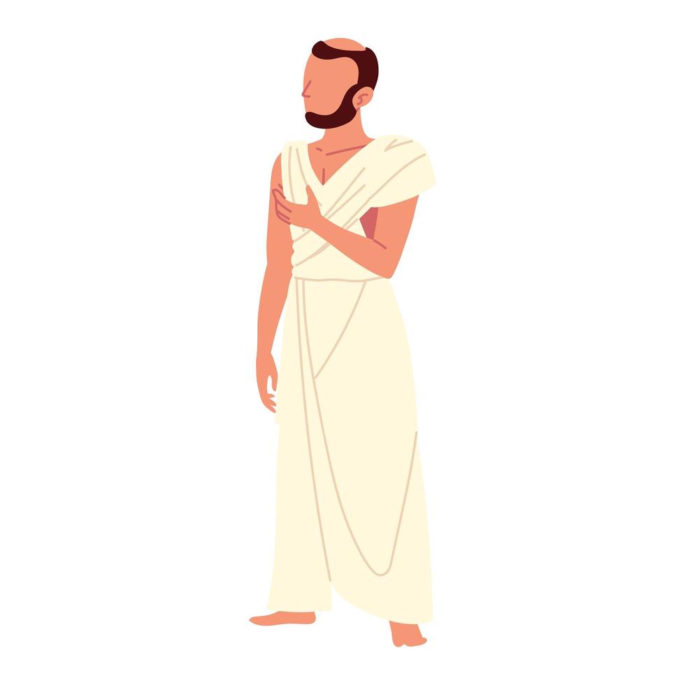 muslim man with clothes for hajj vector