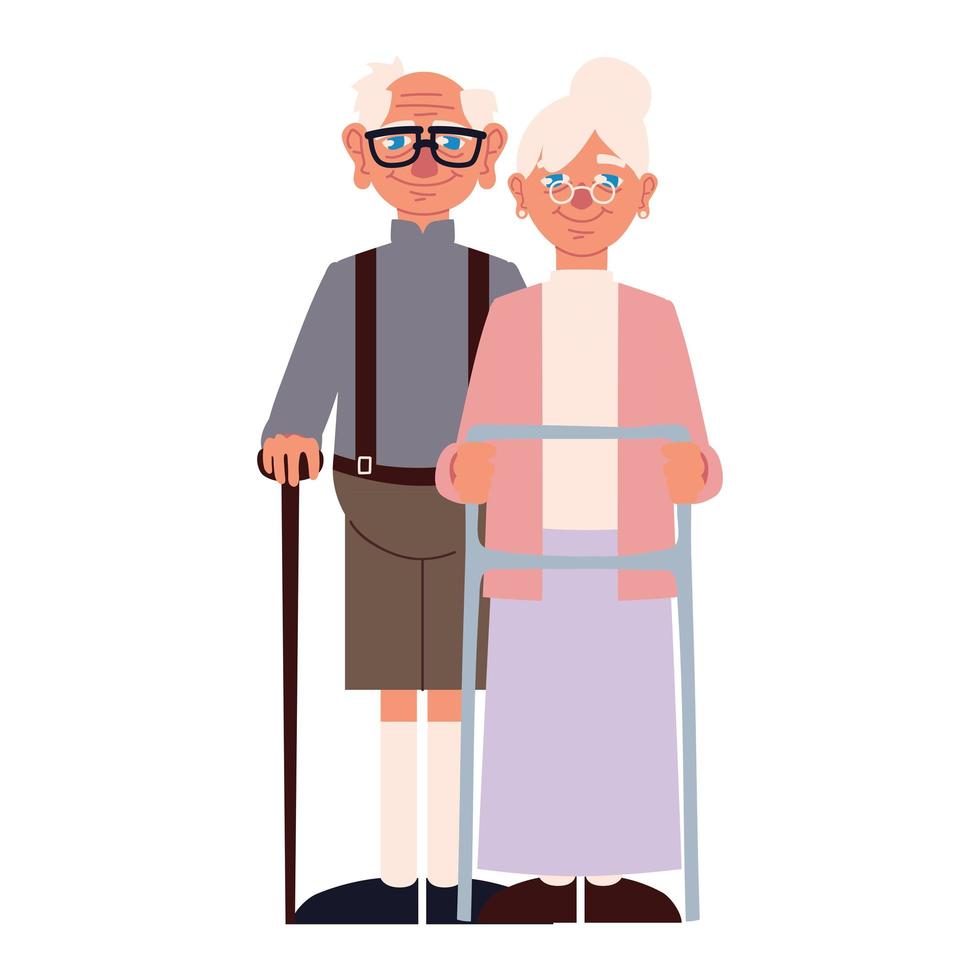 abuelo y abuela de dibujos animados vector