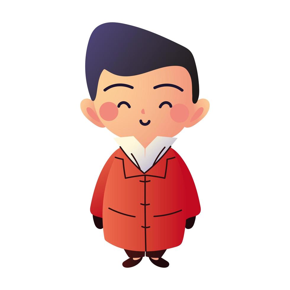 asian boy in traditional costume vector