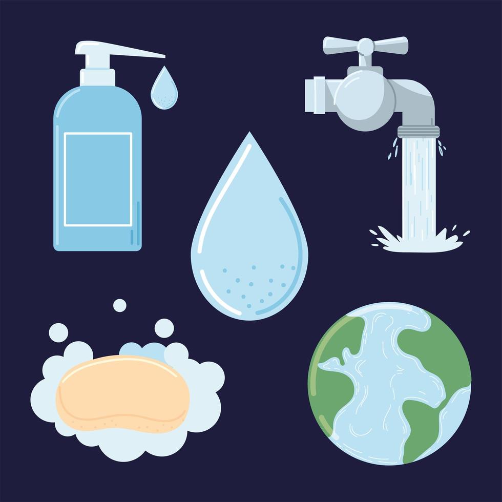 world wash hands set vector