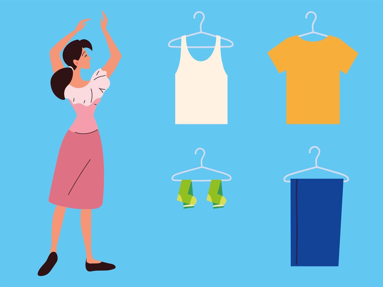 laundry woman icons vector