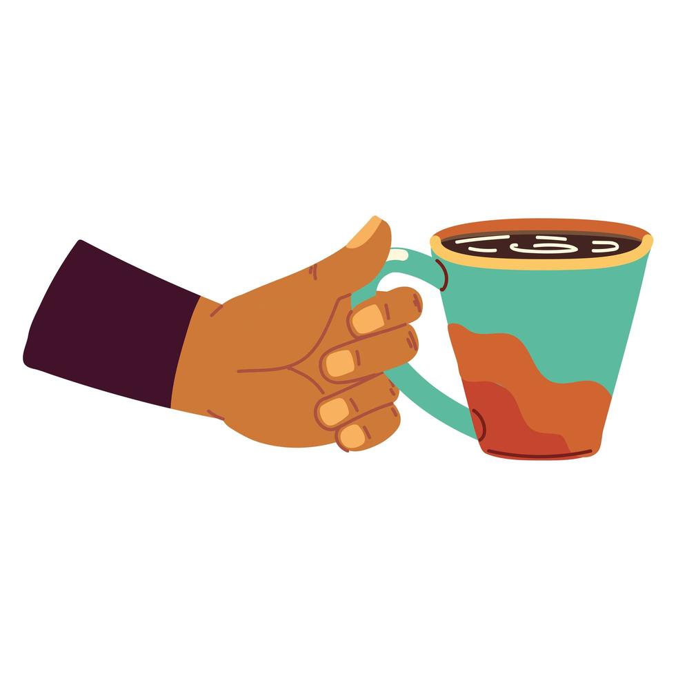 hand holding a cup with coffee vector