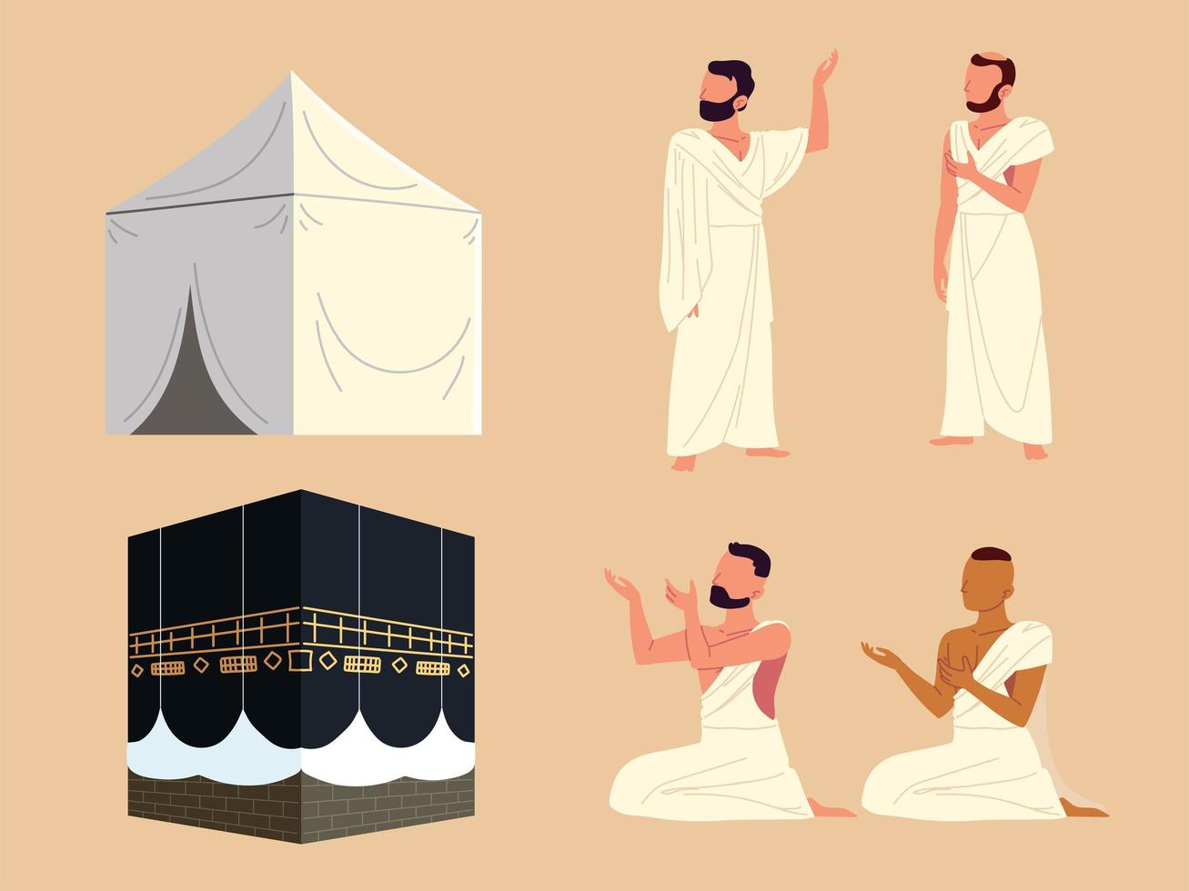 muslim people mecca vector