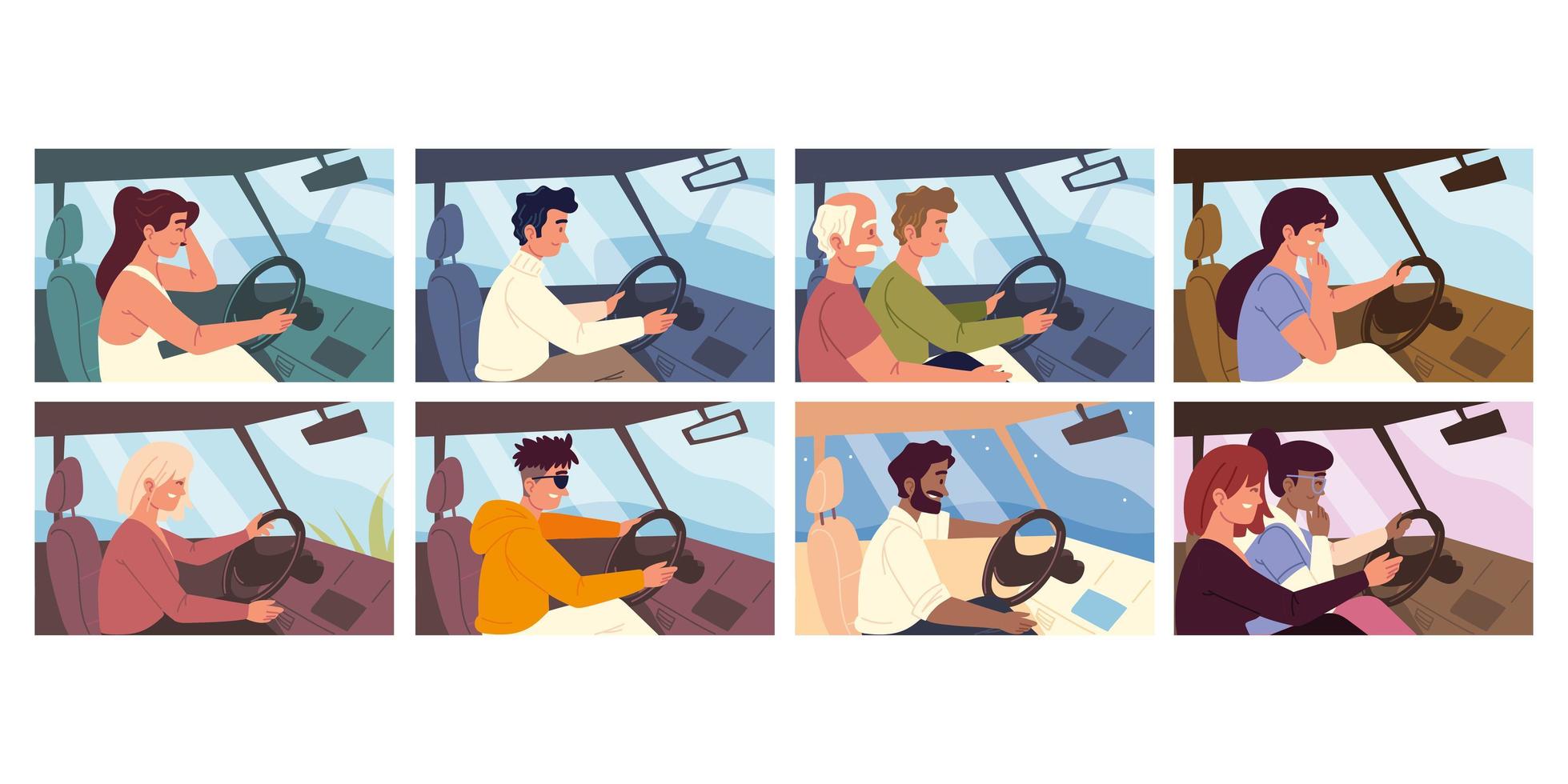 people driving cars vector