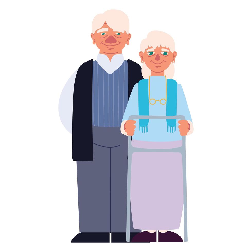 cute grandfather and grandmother vector