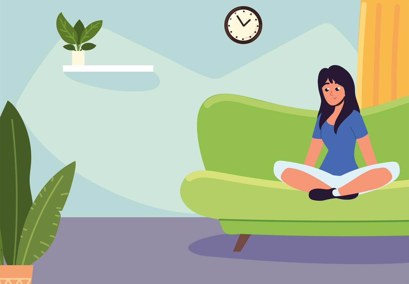 woman on sofa at home vector