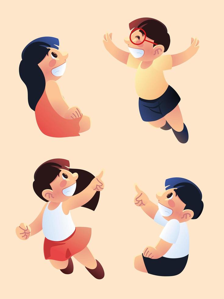 set cute kids smiling vector