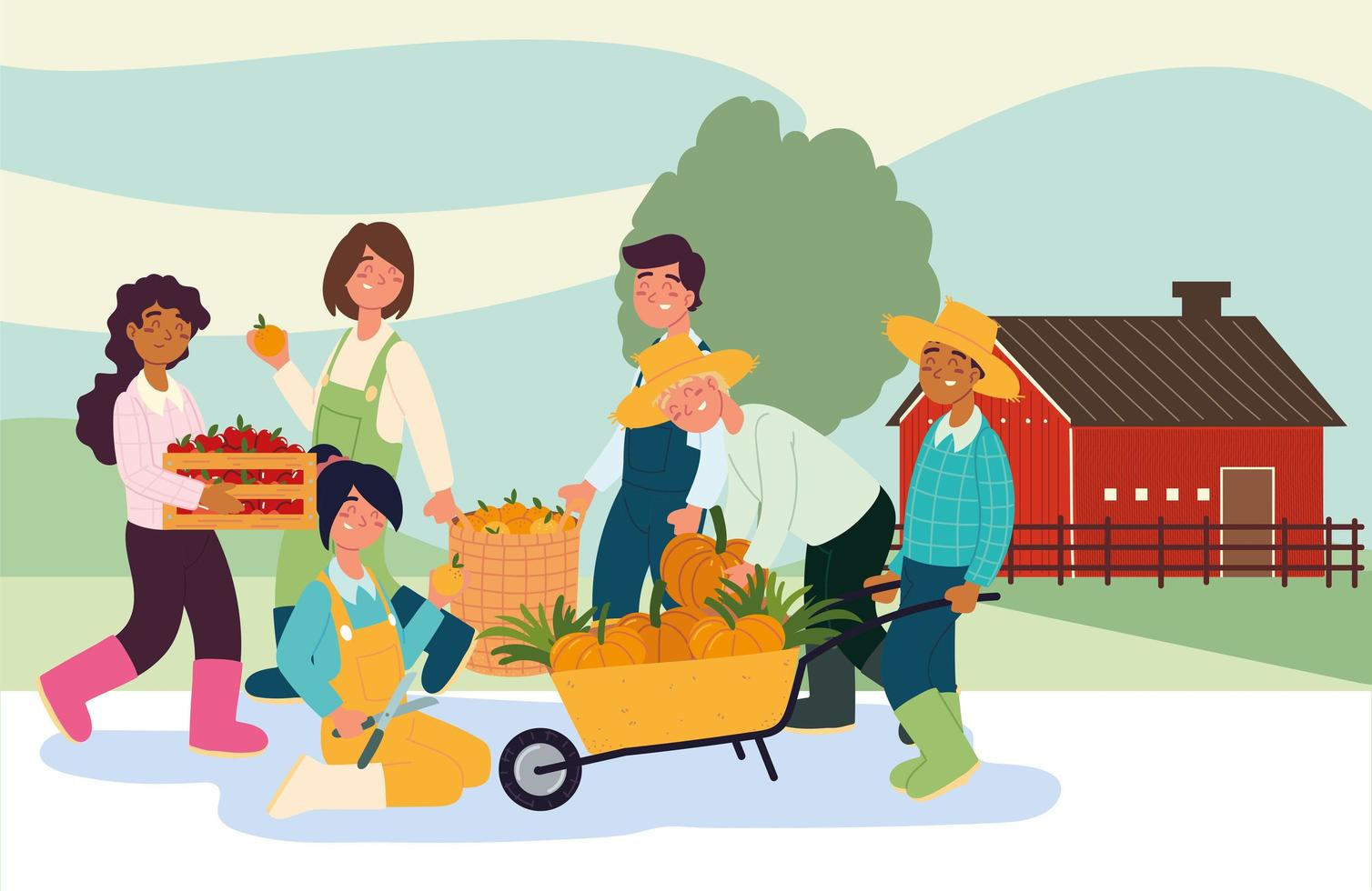 farmers harvest food vector