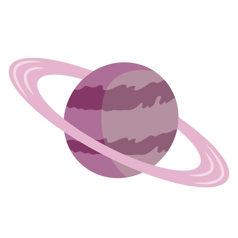 planeta, cuerpo celeste ilustración vectorial de dibujos animados. elemento del sistema solar, objeto del universo, objeto de color plano de la esfera de la galaxia de la vía láctea. Saturno, planeta con anillos aislado sobre fondo blanco. vector