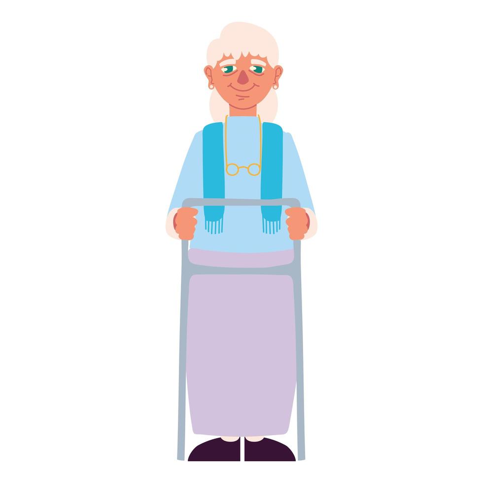 granny with paddle walker vector