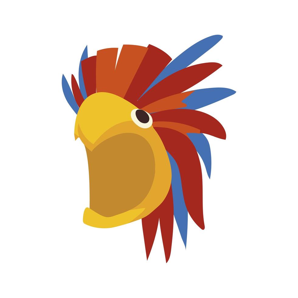 parrot mask with feather accessory tropical icon vector