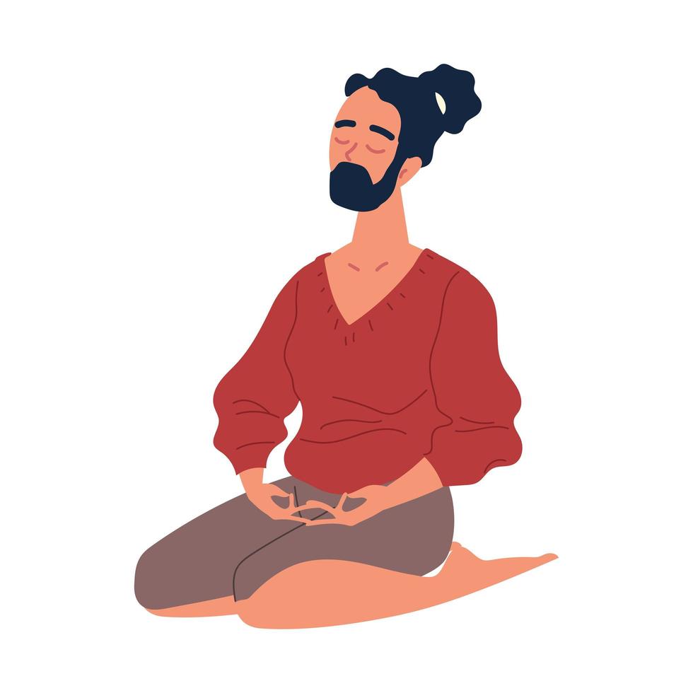 man in yoga meditation vector