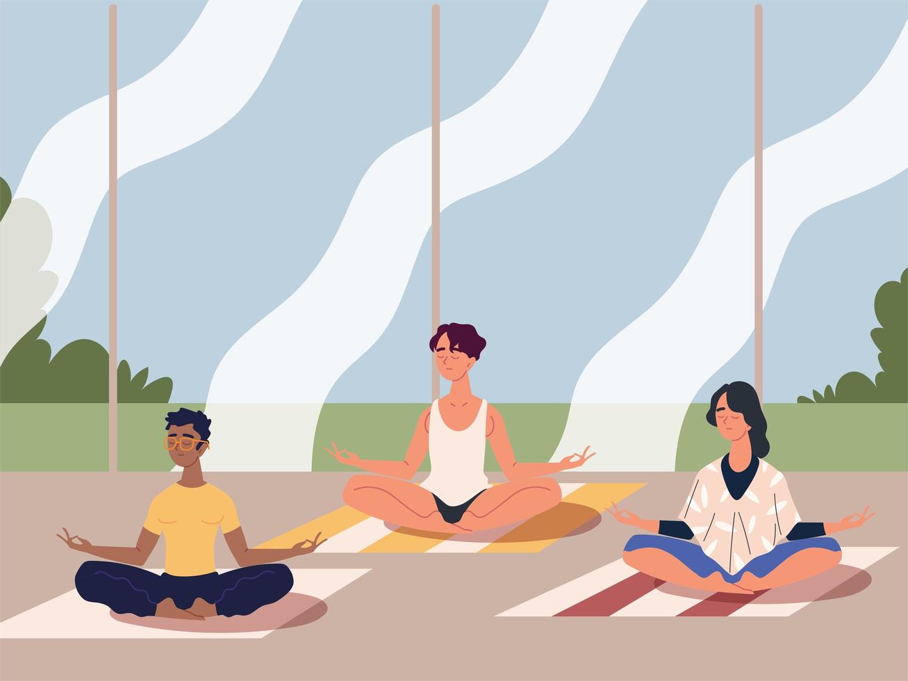 gente clase de meditación vector