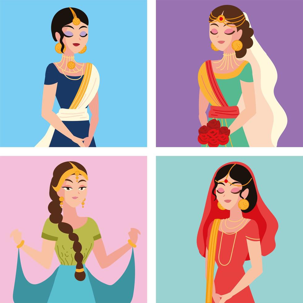 beautiful muslim brides vector