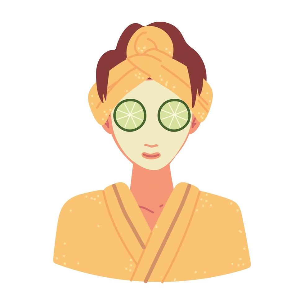 woman with cucumber mask vector