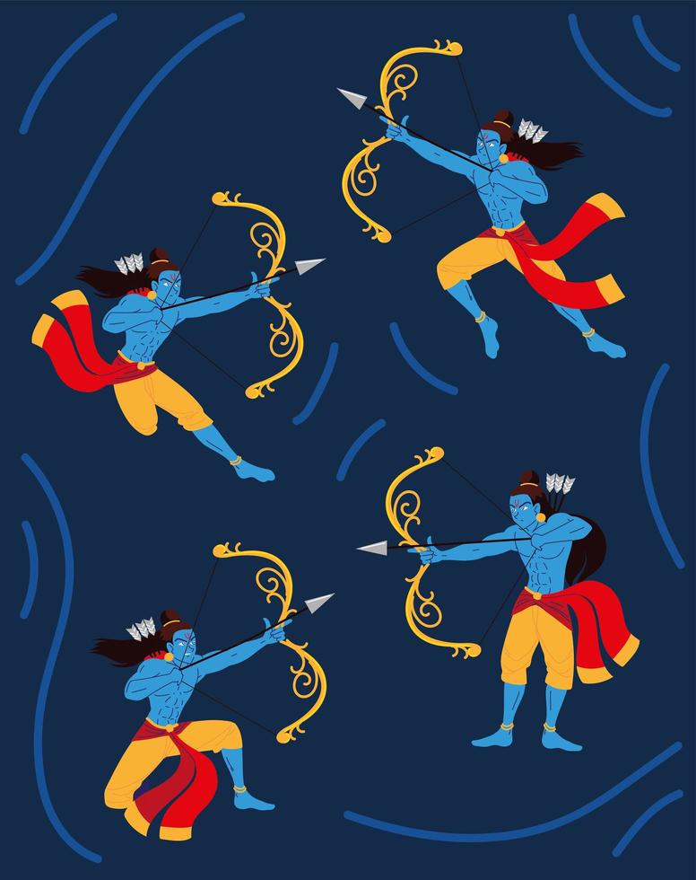 lord rama with bow and arrow vector