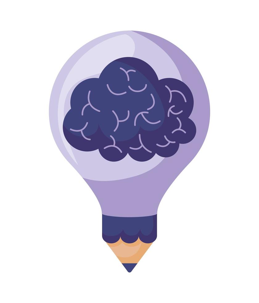 lightbulb with brain vector