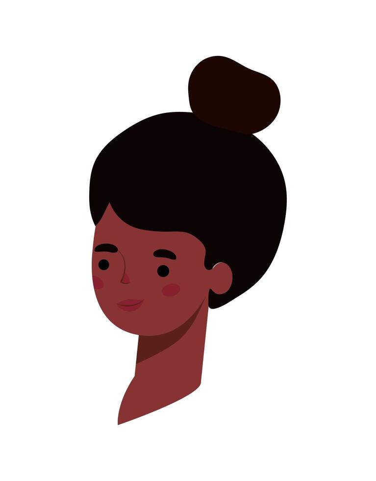 Rostro de mujer con cabello negro sobre un fondo blanco. vector