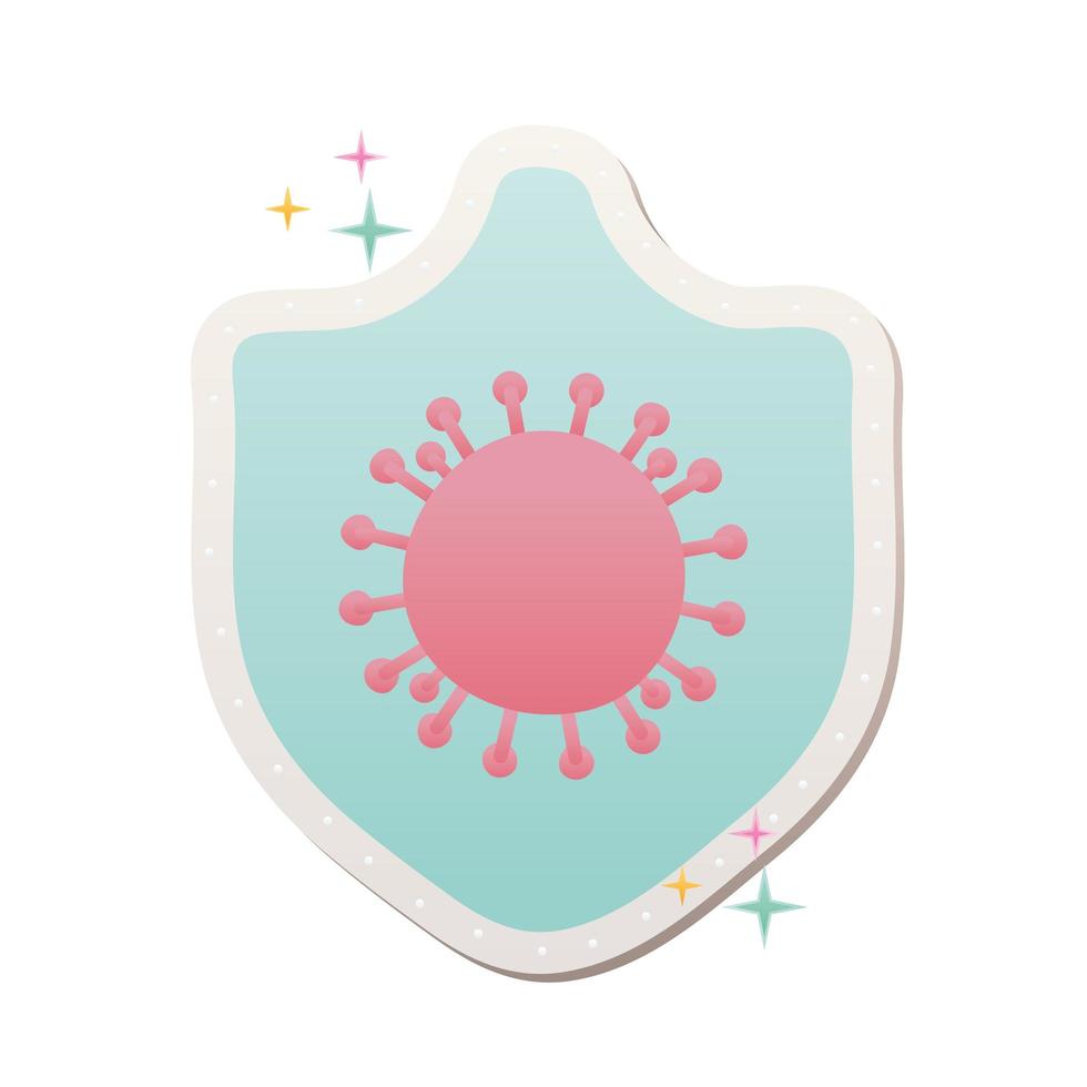 emblem of particle covid19 pandemic stickers vector