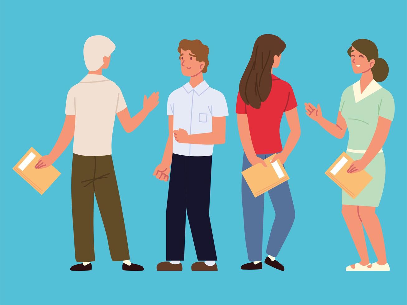people with folder set vector