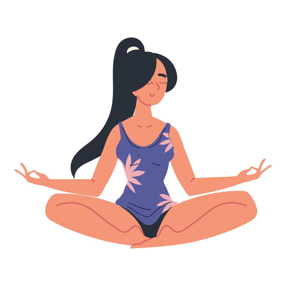 girl sits in the lotus position vector