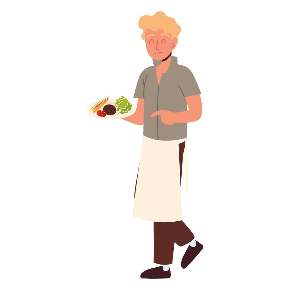 man with grilled food vector