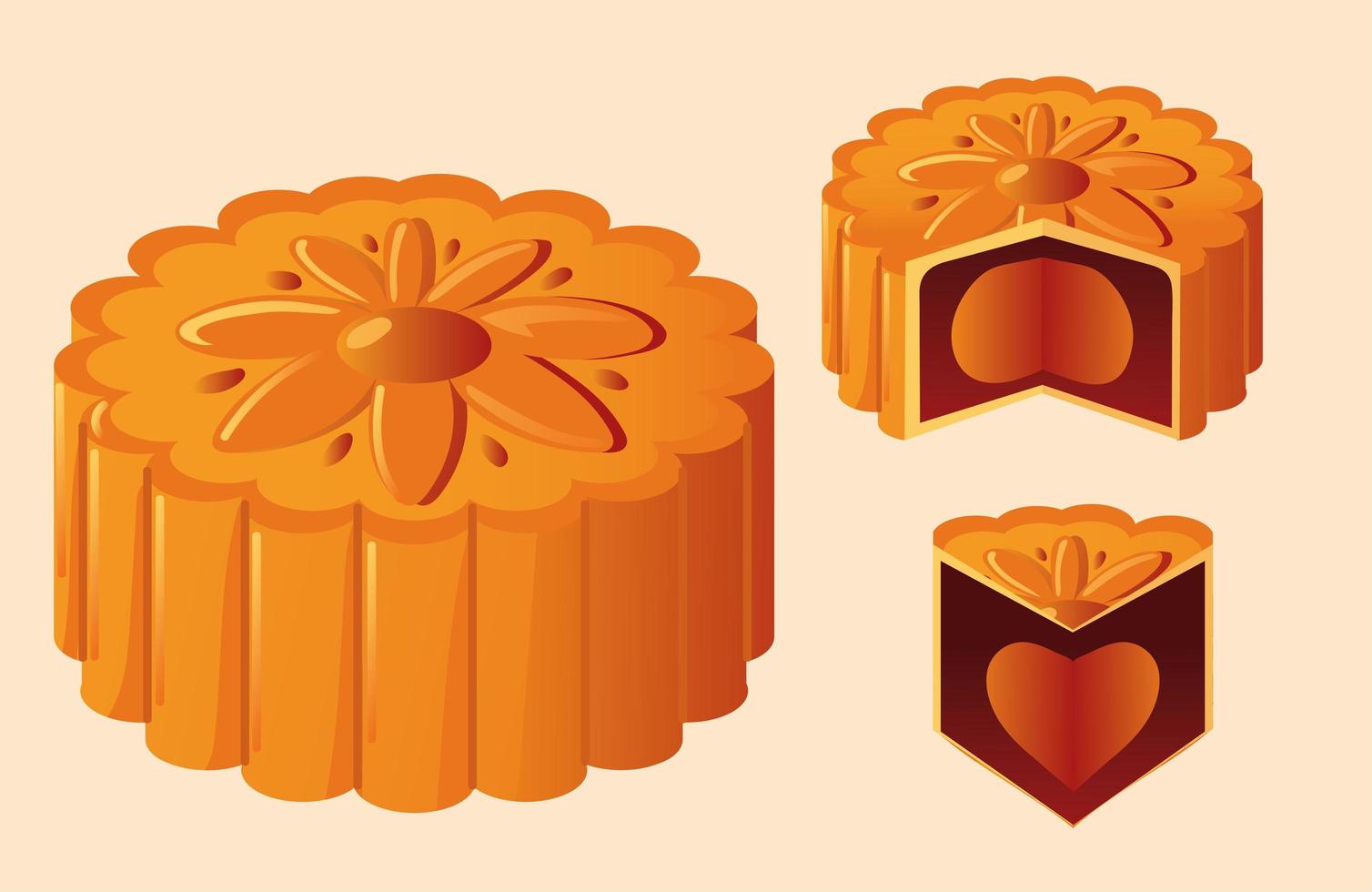 mooncake chinese dessert vector
