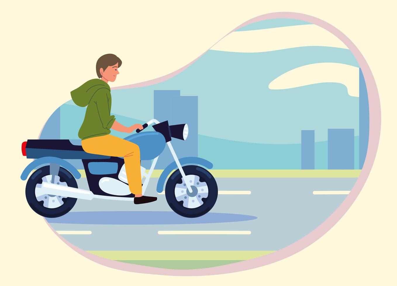 young man on motorcycle vector