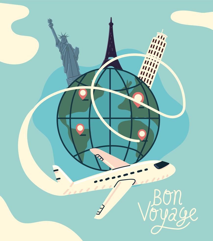 bon voyage around the world vector