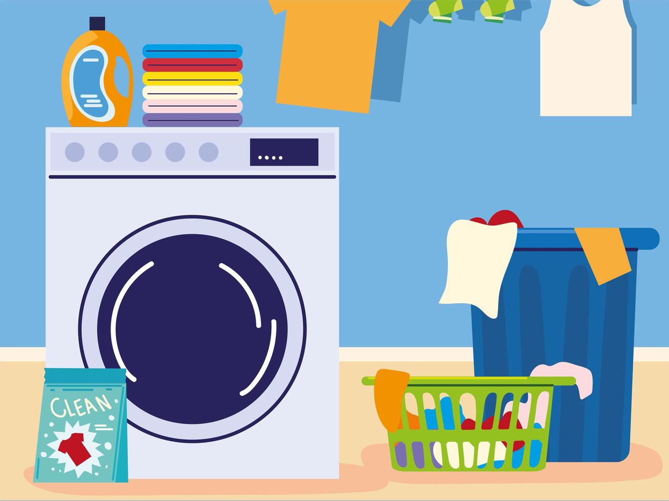 laundry room with clothes vector