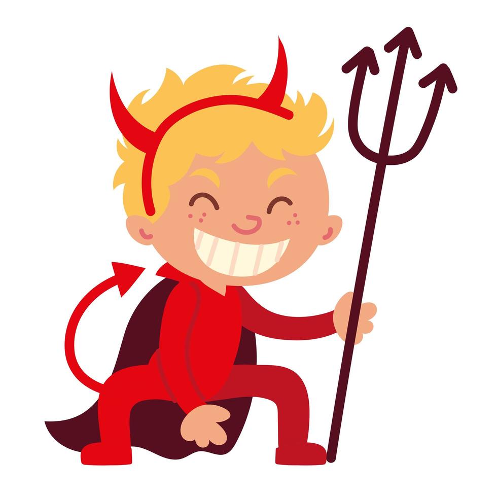 boy with devil costume vector