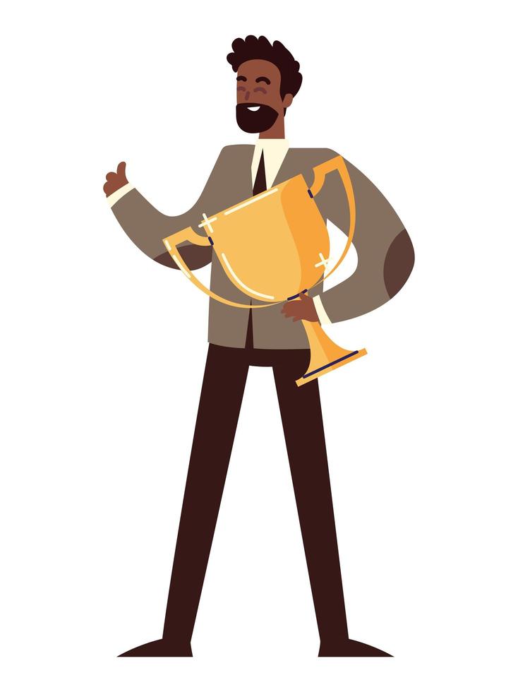afro american businessman with trophy vector