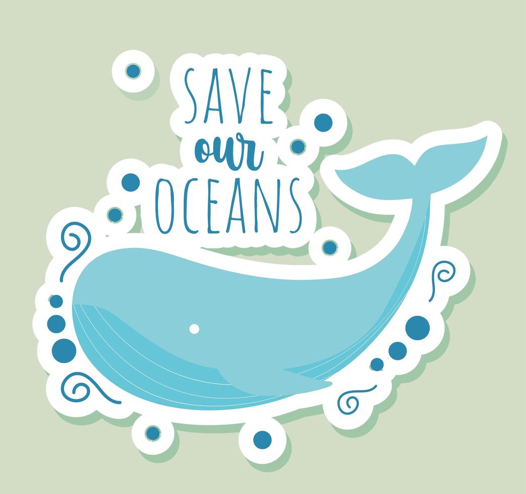 whale sticker card vector