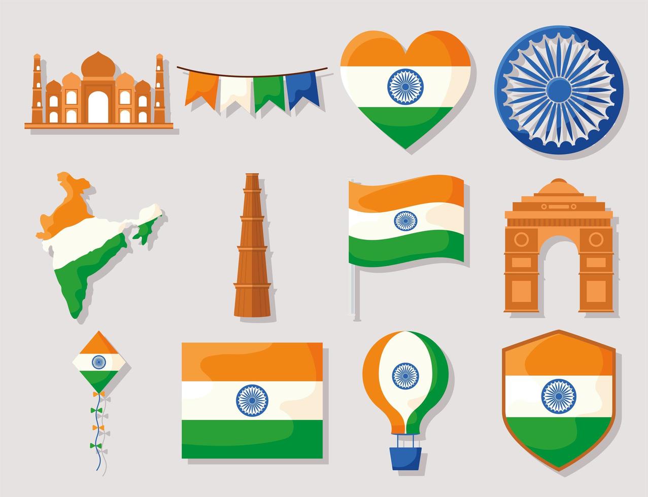 artículos de la independencia de la india vector