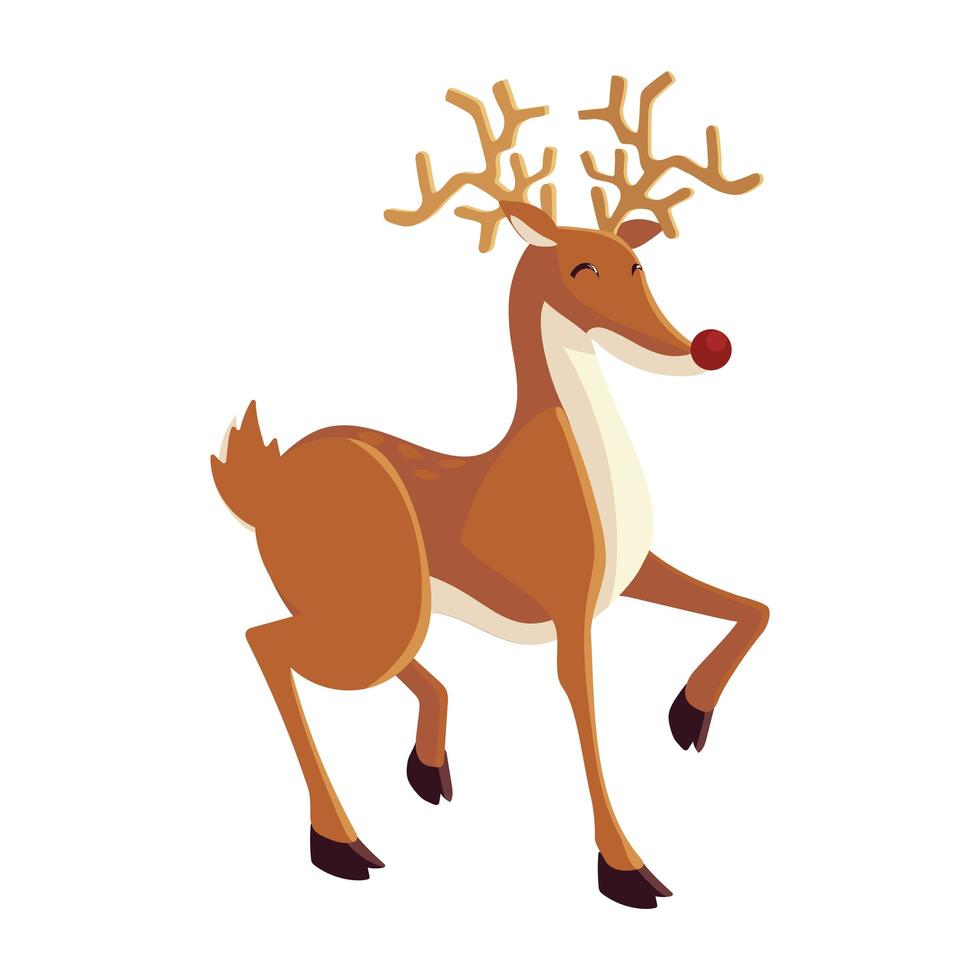 cute reindeer animal cartoon, icon isolated image vector