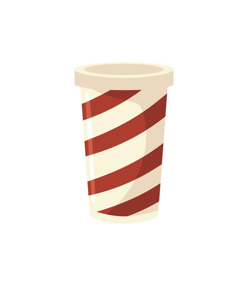 striped takeaway cup soda food icon vector