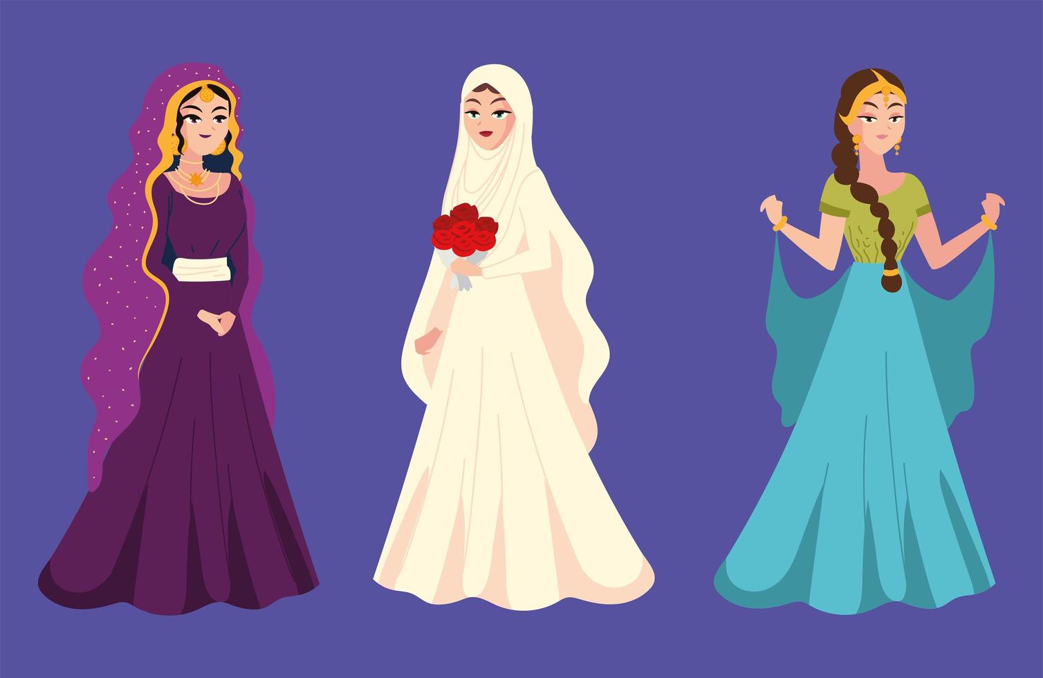 group arabic brides vector