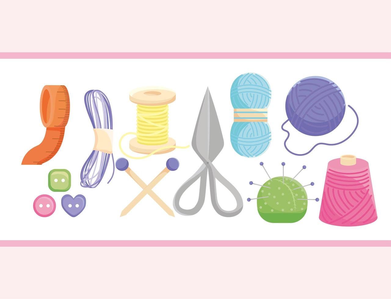 ten knitting items vector