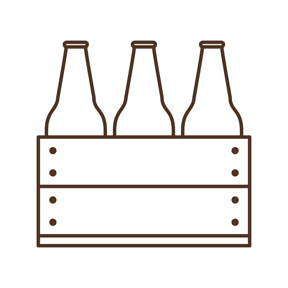 beer bottles in basket line style icon vector design