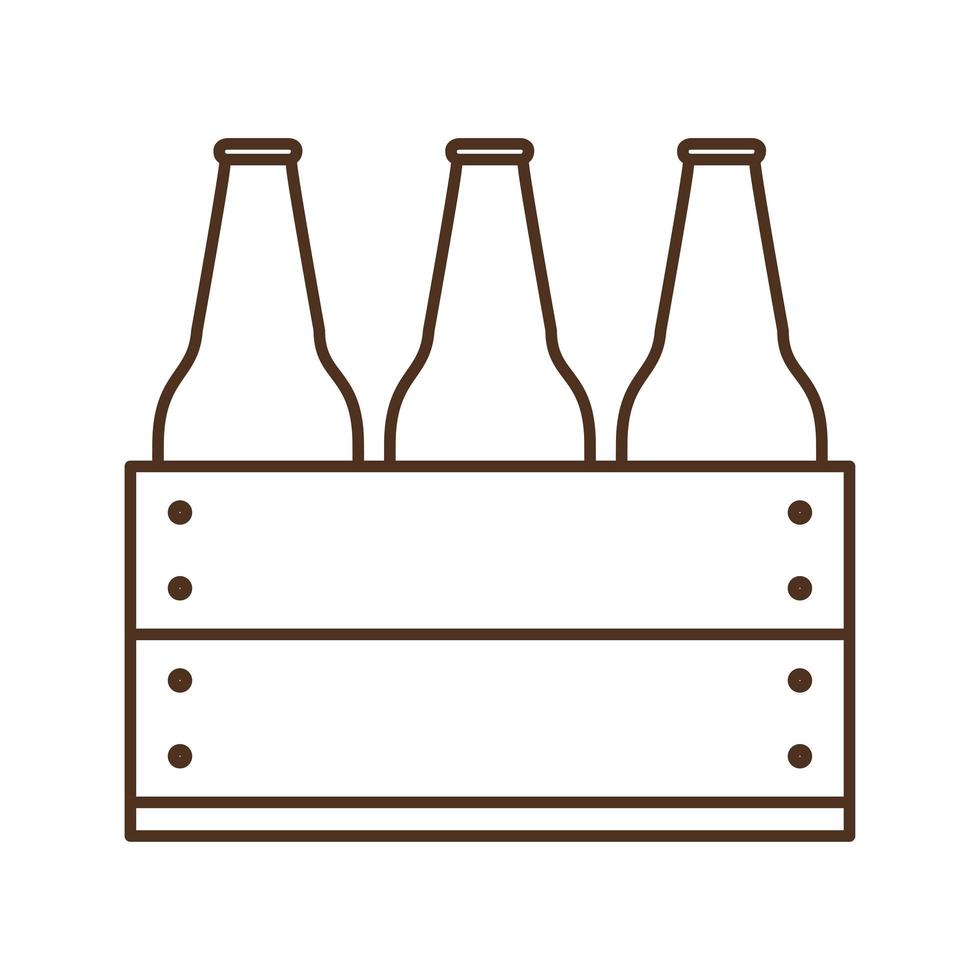 beer bottles in basket line style icon vector design