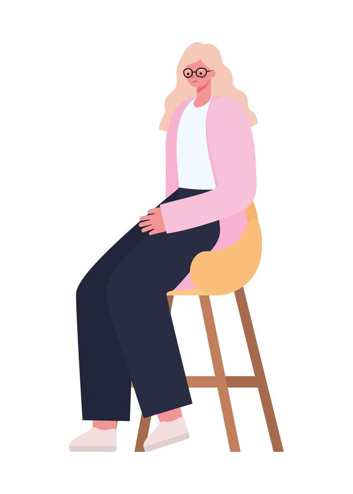 blond woman cartoon on chair vector design