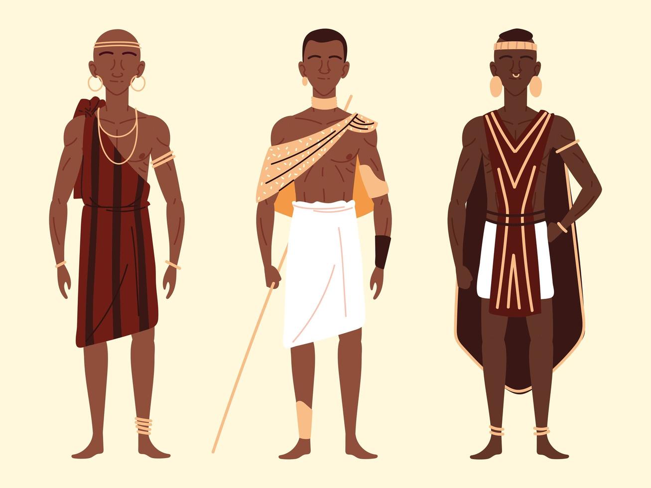 personajes de hombres africa vector